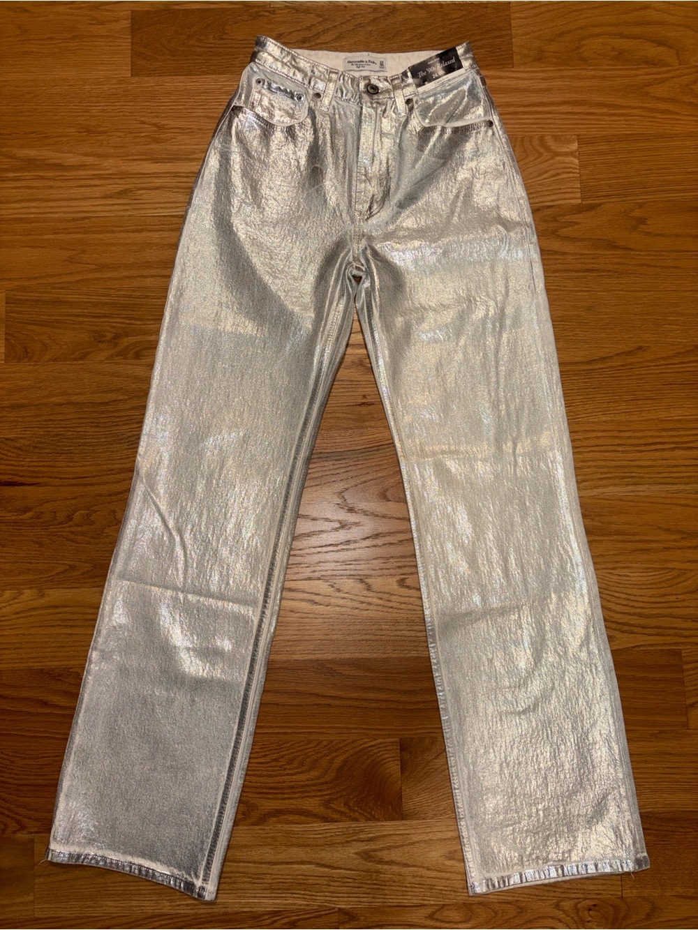 Abercrombie & Fitch Silver High-Rise Relaxed Jeans